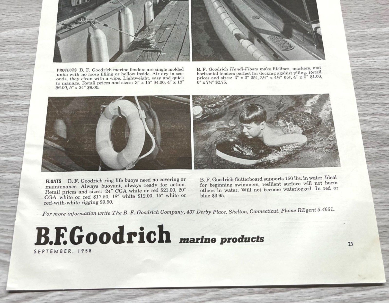 B.F. Goodrich Marine Products Vintage Print Ad 1950s Multi-Purpose Miracle PVC