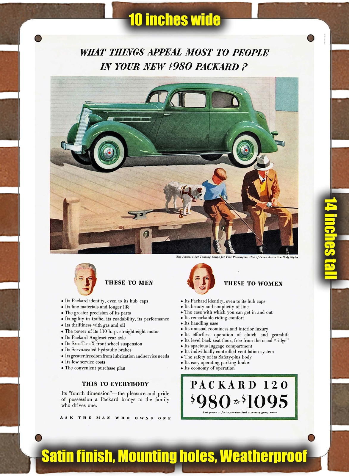 Metal Sign – 1935 Packard 120 Touring Coupe- 10×14 inches