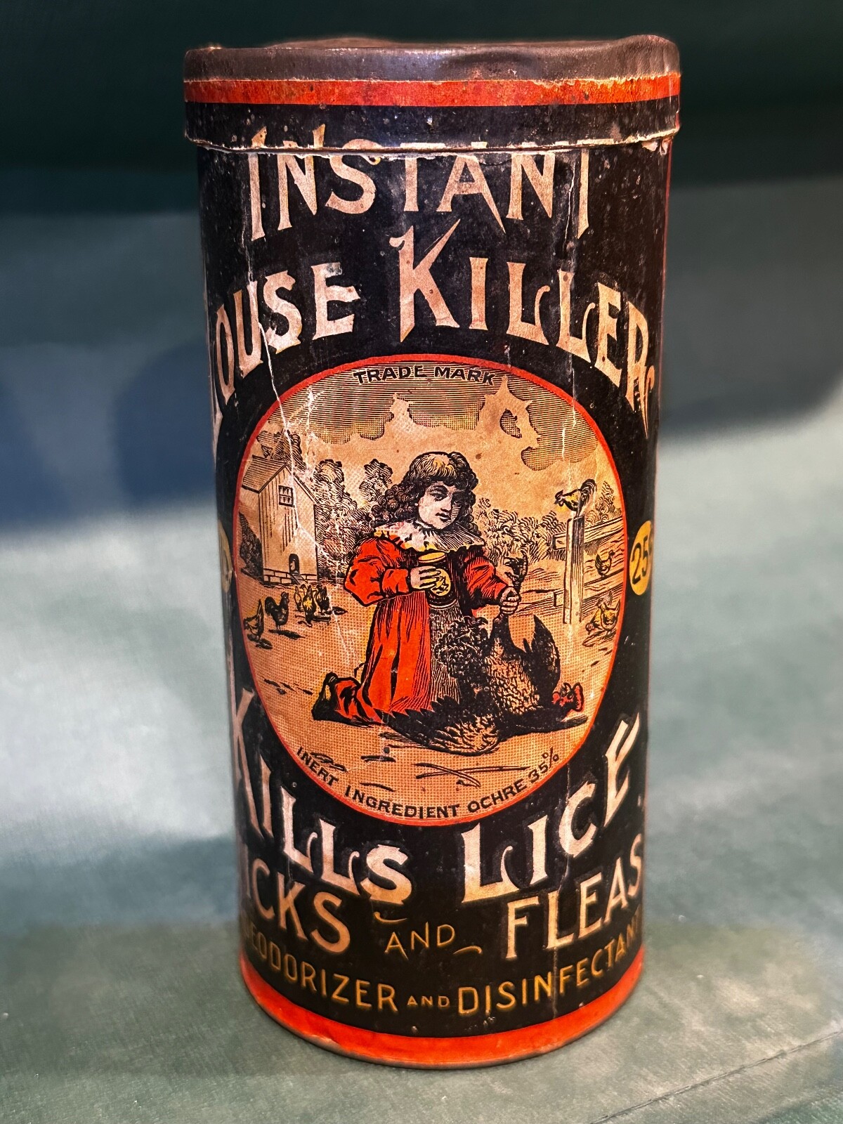 Antique Vintage Dr Hess Instant Louse Killer Tin Container Can 1LB Ashland Ohio