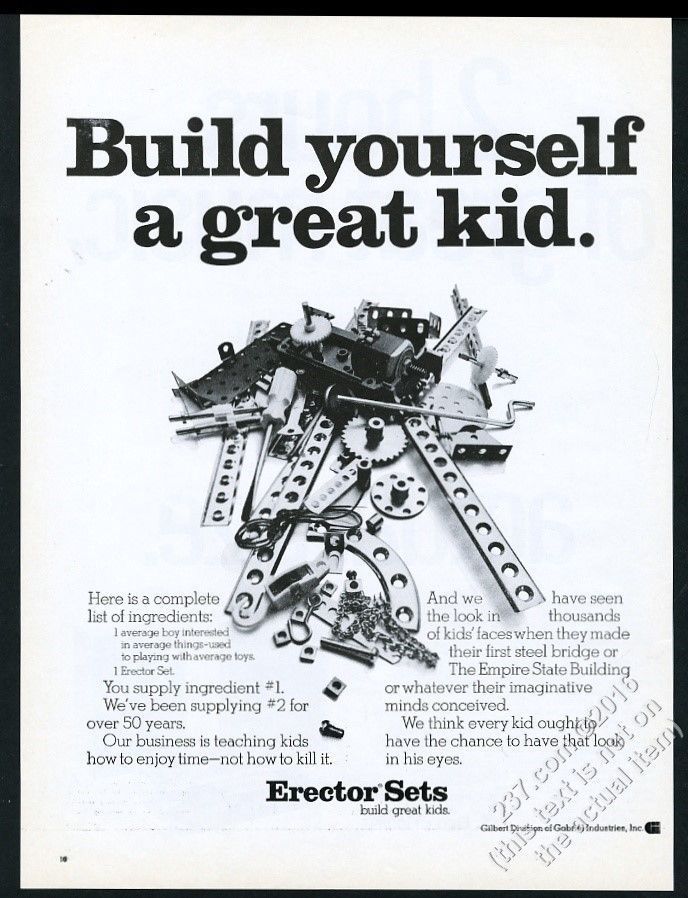 1968 Erector Set parts photo vintage print ad