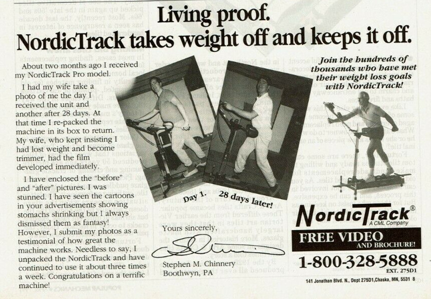 Vintage Print Ad 1991 NordicTrack Exercise Equipment Workout Takes Weight Off