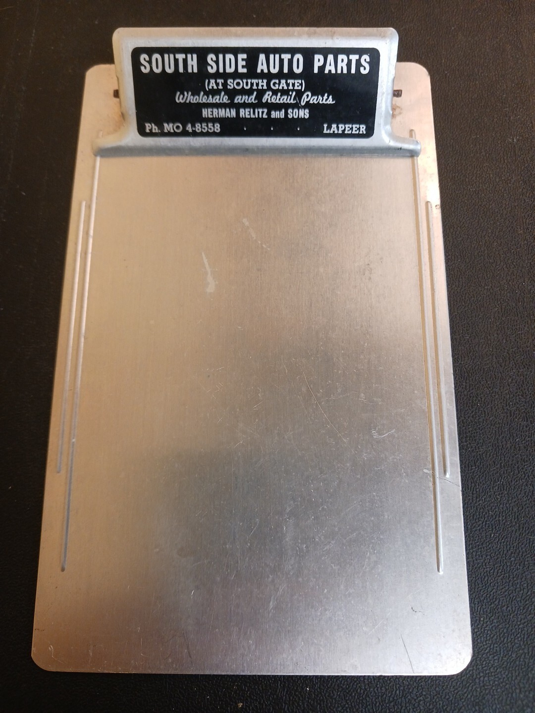Vintage South Side Auto Parts 7″ Metal Clipboard Lapeer, MI Auto Shop