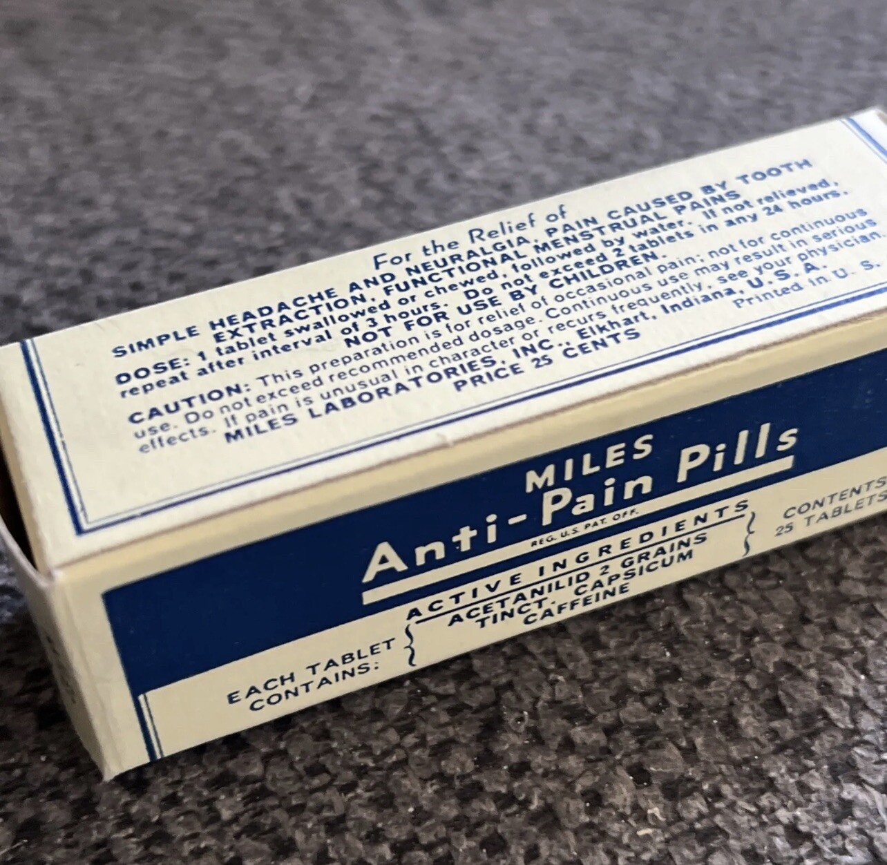 ONE Vintage Dr. Miles Anti-Pain Pills Advertising Tin Apothecary With Contents
