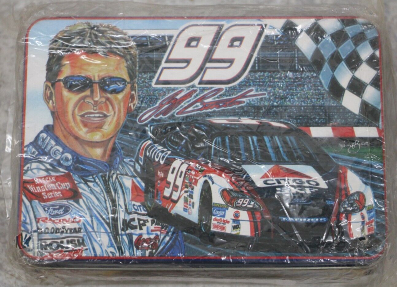 NASCAR Sam Bass Collectors Series, Metal Tin, #99 Jeff Burton, CITGO
