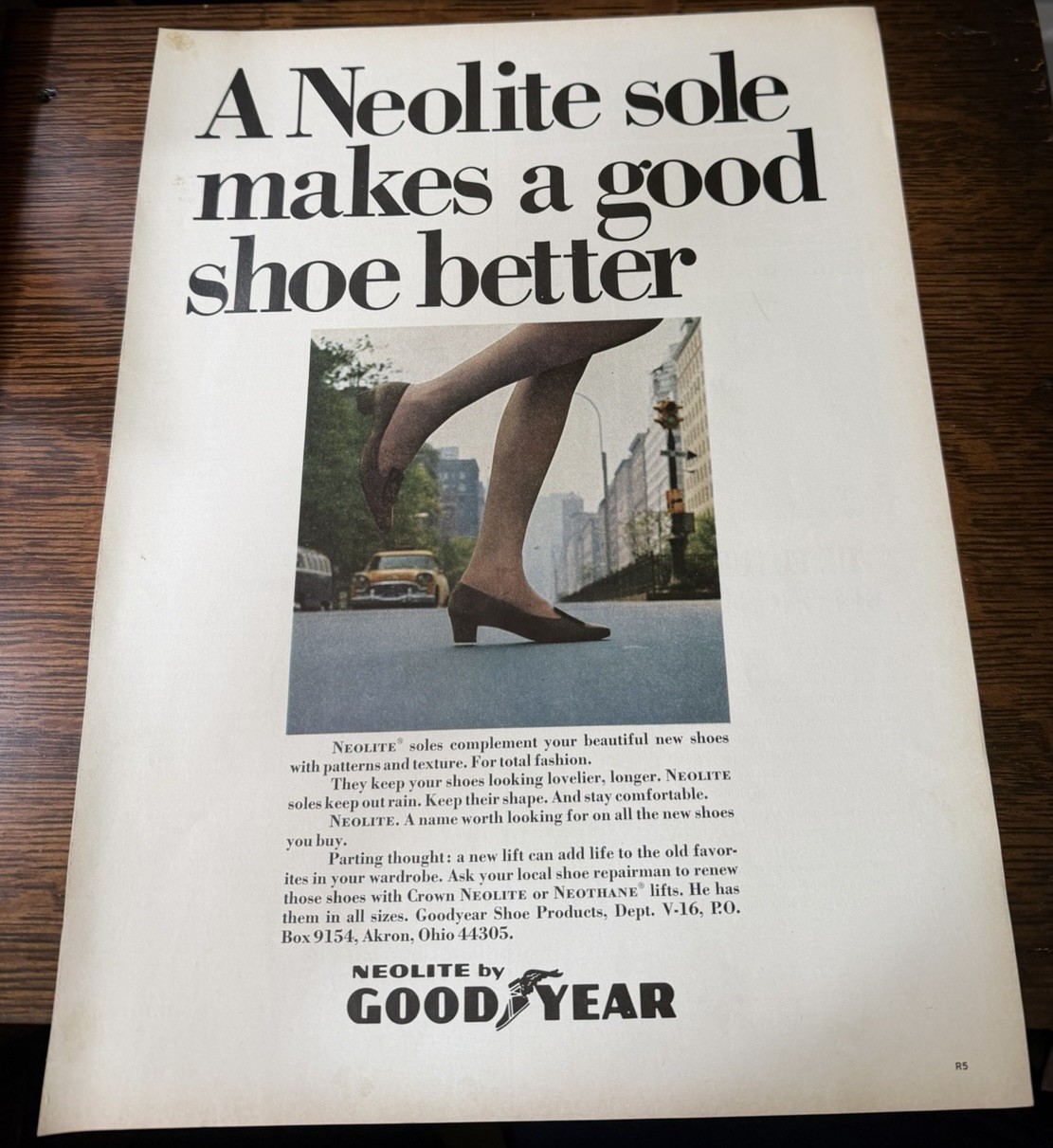 1966 Neolite by Goodyear – Womans Legs – Vintage Magazine Ad
