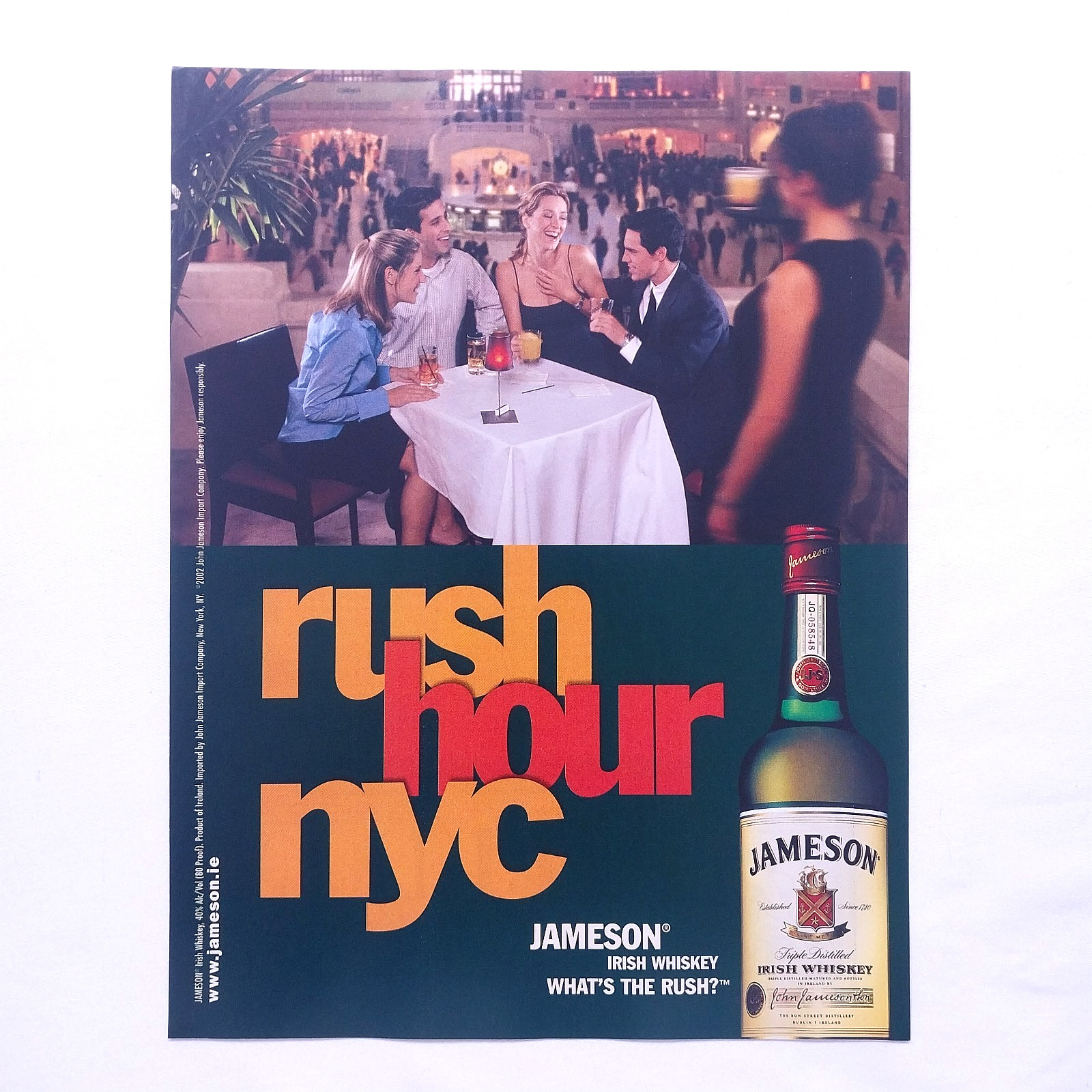 2002 JAMESON IRISH WHISKEY Vintage Print Ad RUSH HOUR NYC NEW YORK CITY Y2K Art