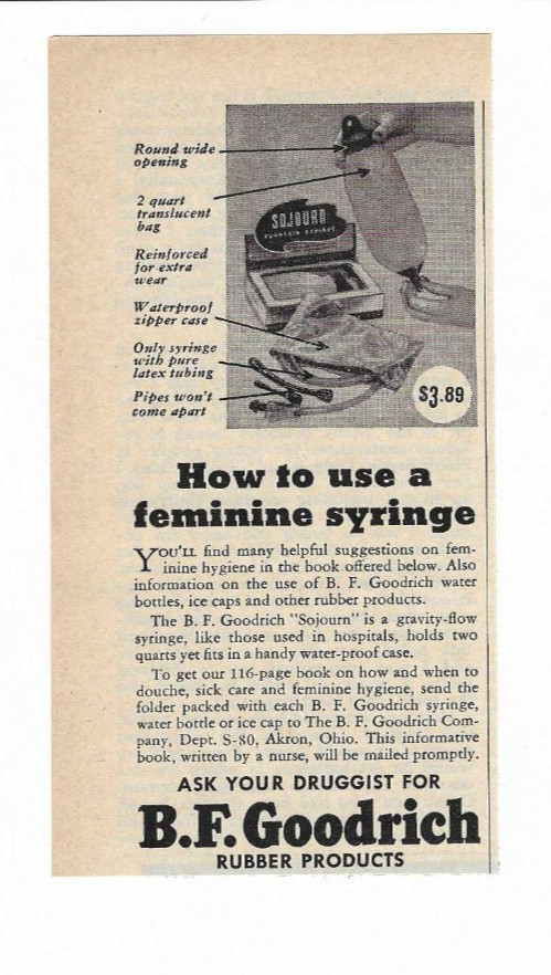 1954 Print Ad BF Goodrich Rubber Products Water Bottles Ice Cap Feminine Hygiene