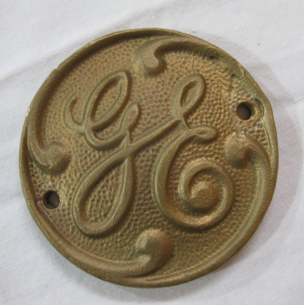 GE General Electric 2.5″ Cast Brass/Bronze Badge Emblem Logo Fan VTG