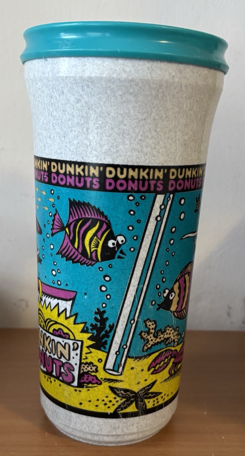 Vintage WHIRLEY Dunkin’ Donuts Under The Sea Collectible Travel Mug 32 Oz No Lid