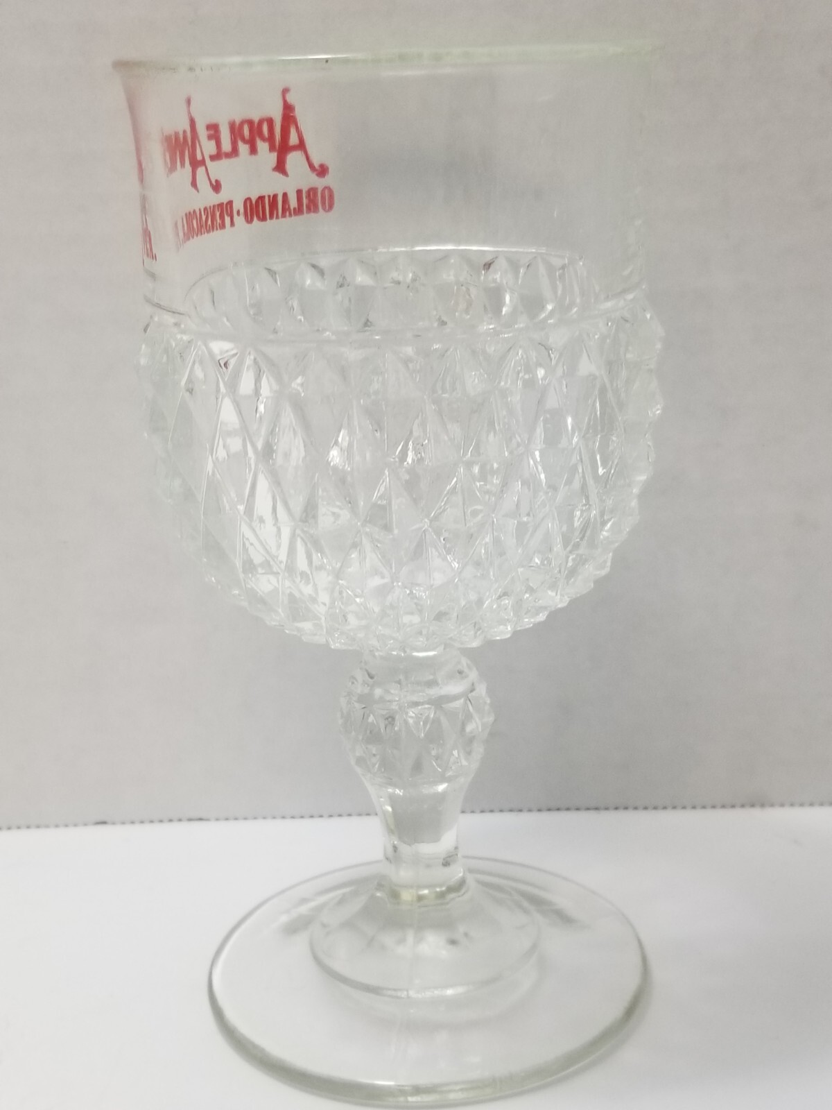 Vintage Apple Annie’s Glass Wine Goblet Orlando Pensacola Advertising Barware