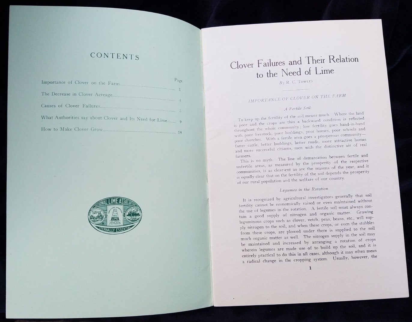 1920s Farm Book Clover Failures National Lime Association Agriculture Field Seed