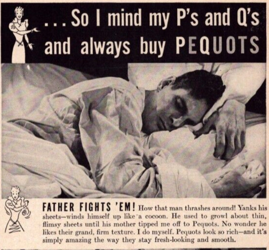 Pequot Mills Salem 1940 Vintage Print Ad Mammy Mauls Father Fights Twnis Tug