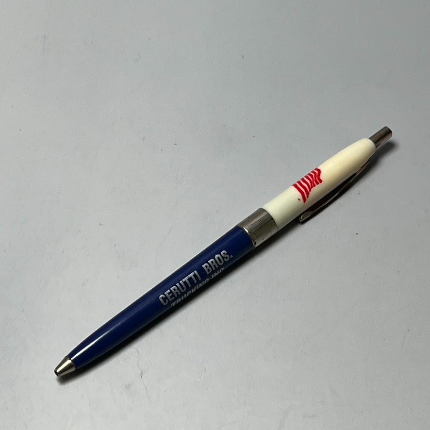 Vtg Trucking Trucker Red White Blue Advertising Pen Cerutti Newman CA USA Flag
