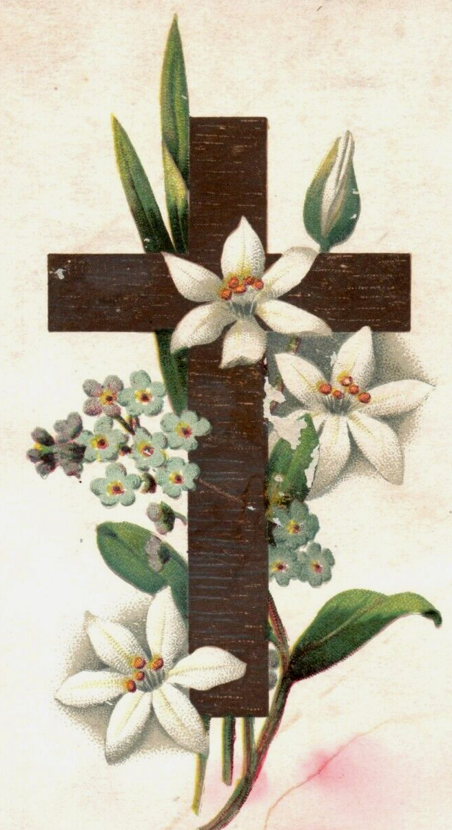 1886 Victorian Religious Cards Quotes Lovely Flowers Lot Of 2 P233