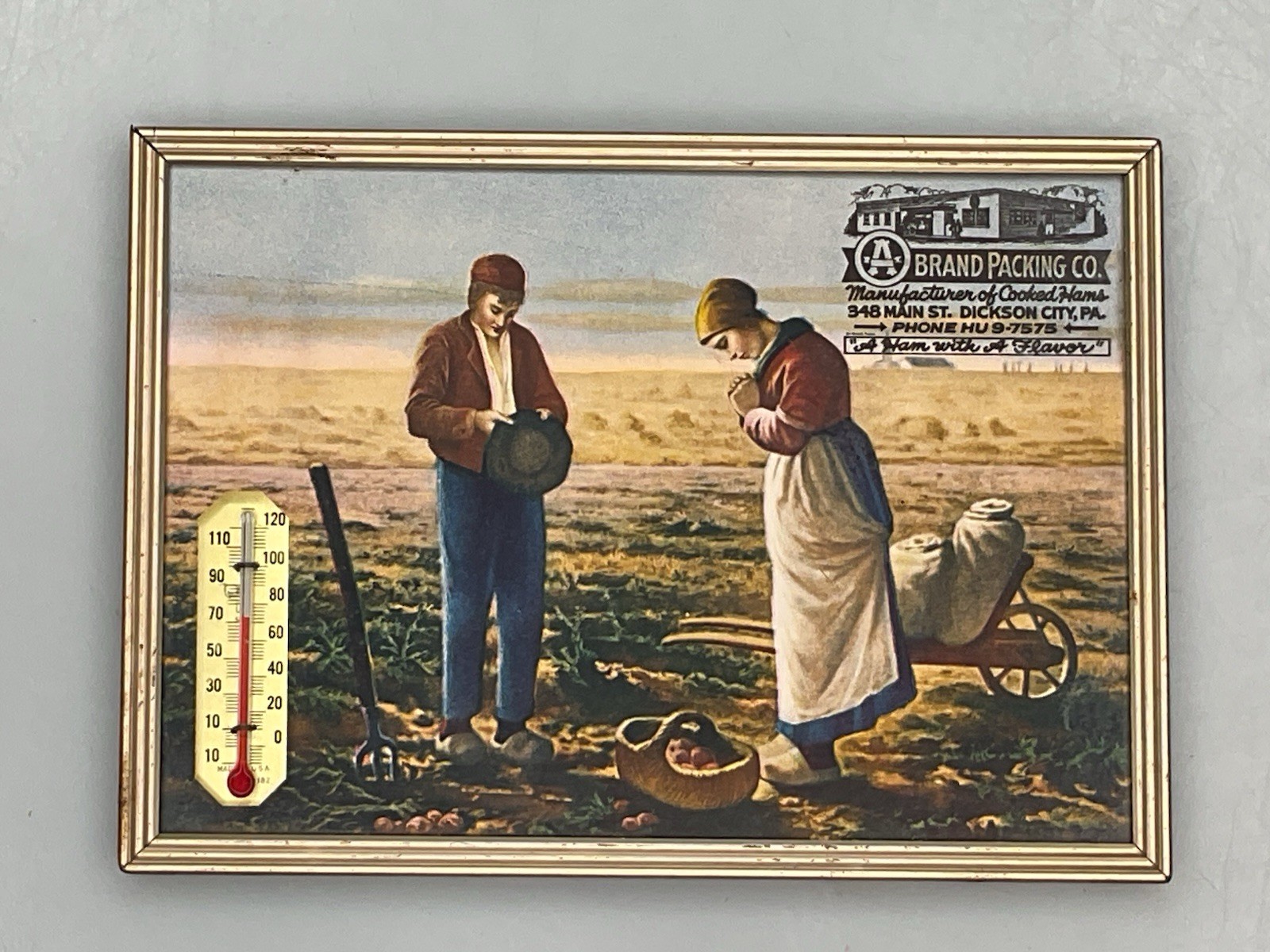 Advertising Thermometer A Brand Co Hams Angelus Prayer Dickson City Pa Scranton