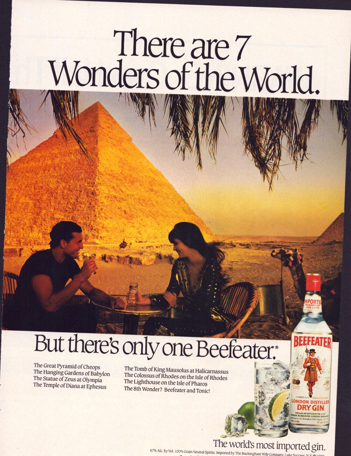 Vintage 1989 Print Ad – Beefeater Dry Gin – 7 Wonders of the World – Pyramid