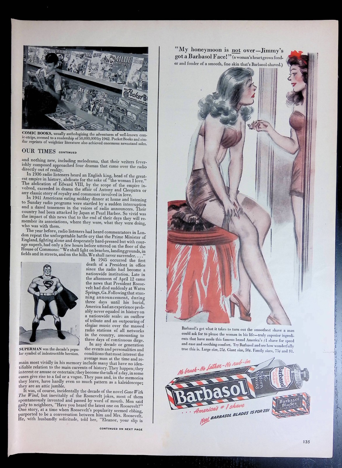Print Ad 1940’s Barbasol Women Dressing Nylon Sexy Legs Stockings