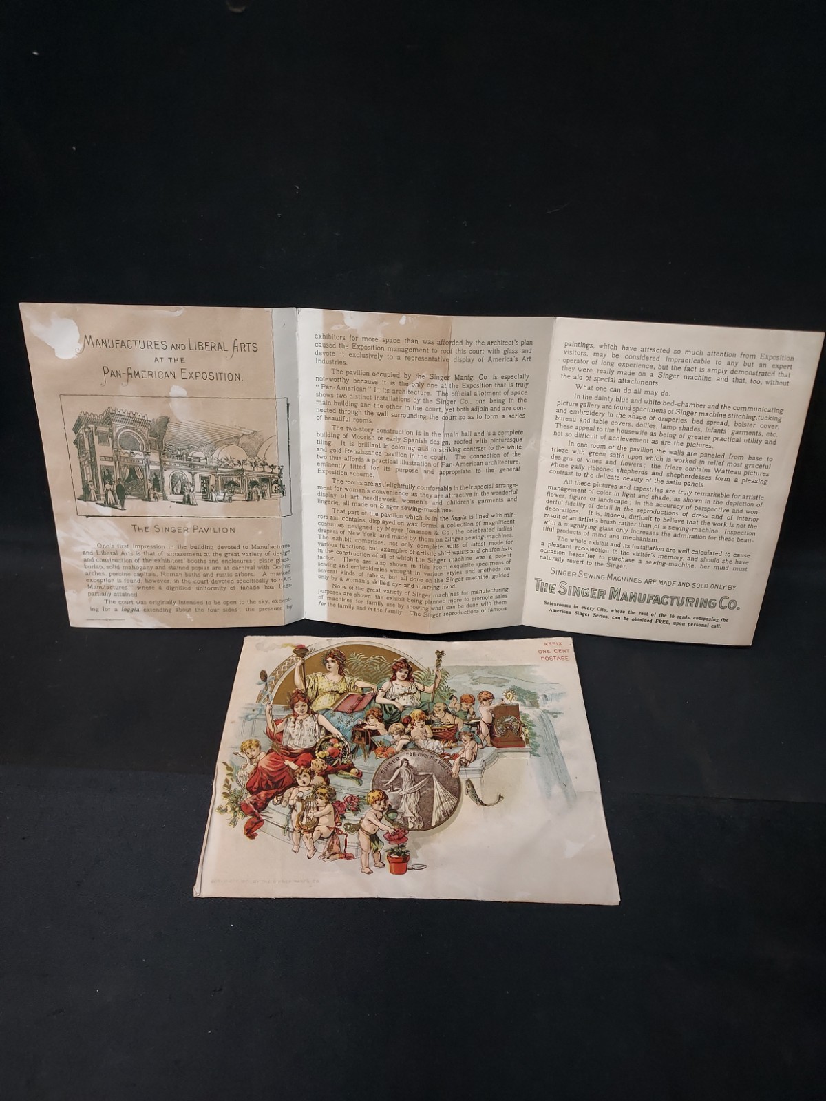 RARE 1901 Singer Sewing Machine Pan-American Exposition Advertisement & Envelope