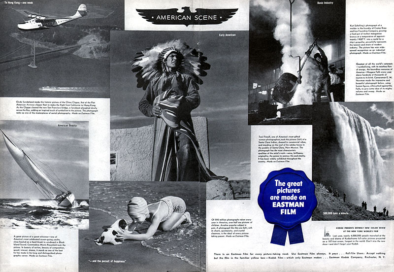Eastman Kodak Film TONI FRISSELL Santa Clara Indian CLYDE SUNDERLAND 1940 Big Ad