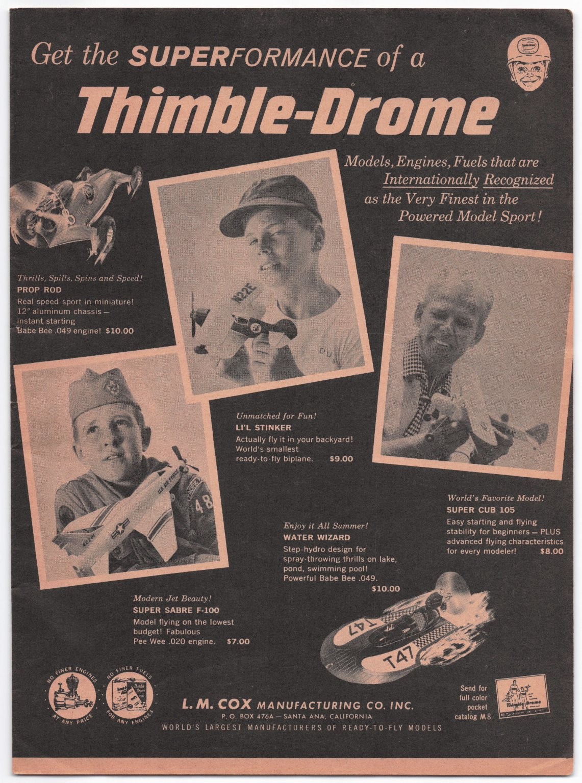 L.M. Cox Thimble-Drome Vintage Magazine Ad 1960s Model Airplanes Cars Boats