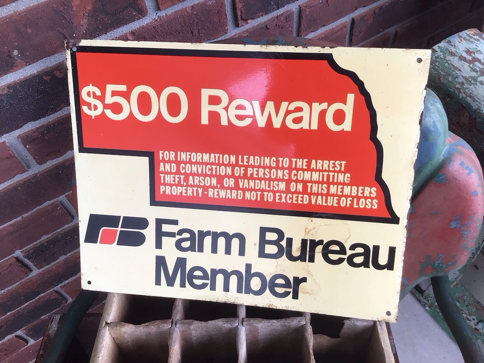Vintage Nebraska Farm Bureau Member Advertising Metal Sign Scioto Sign