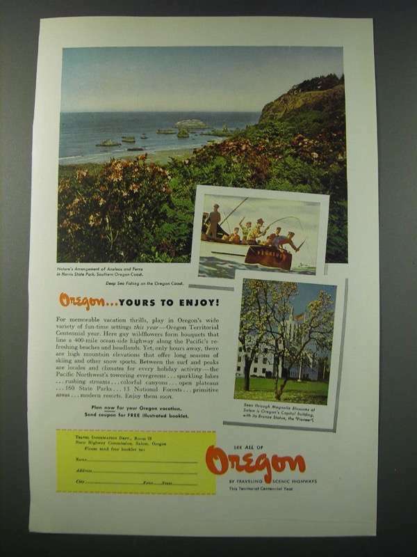 1948 Oregon Tourism Ad – Yours to Enjoy