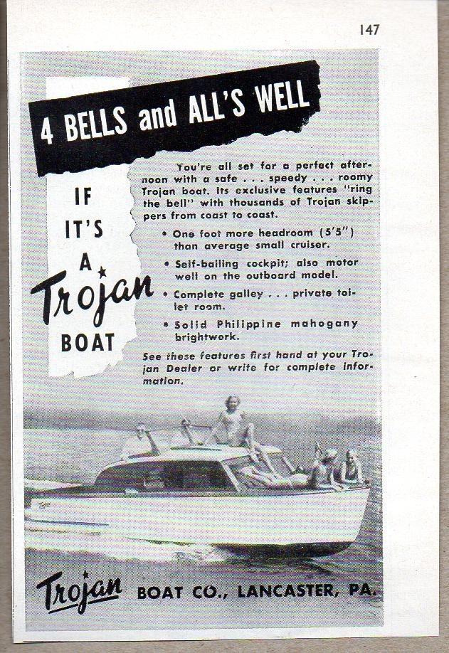 1954 Print Ad Trojan Philippine Mahogany Wood Boats Lancaster,PA