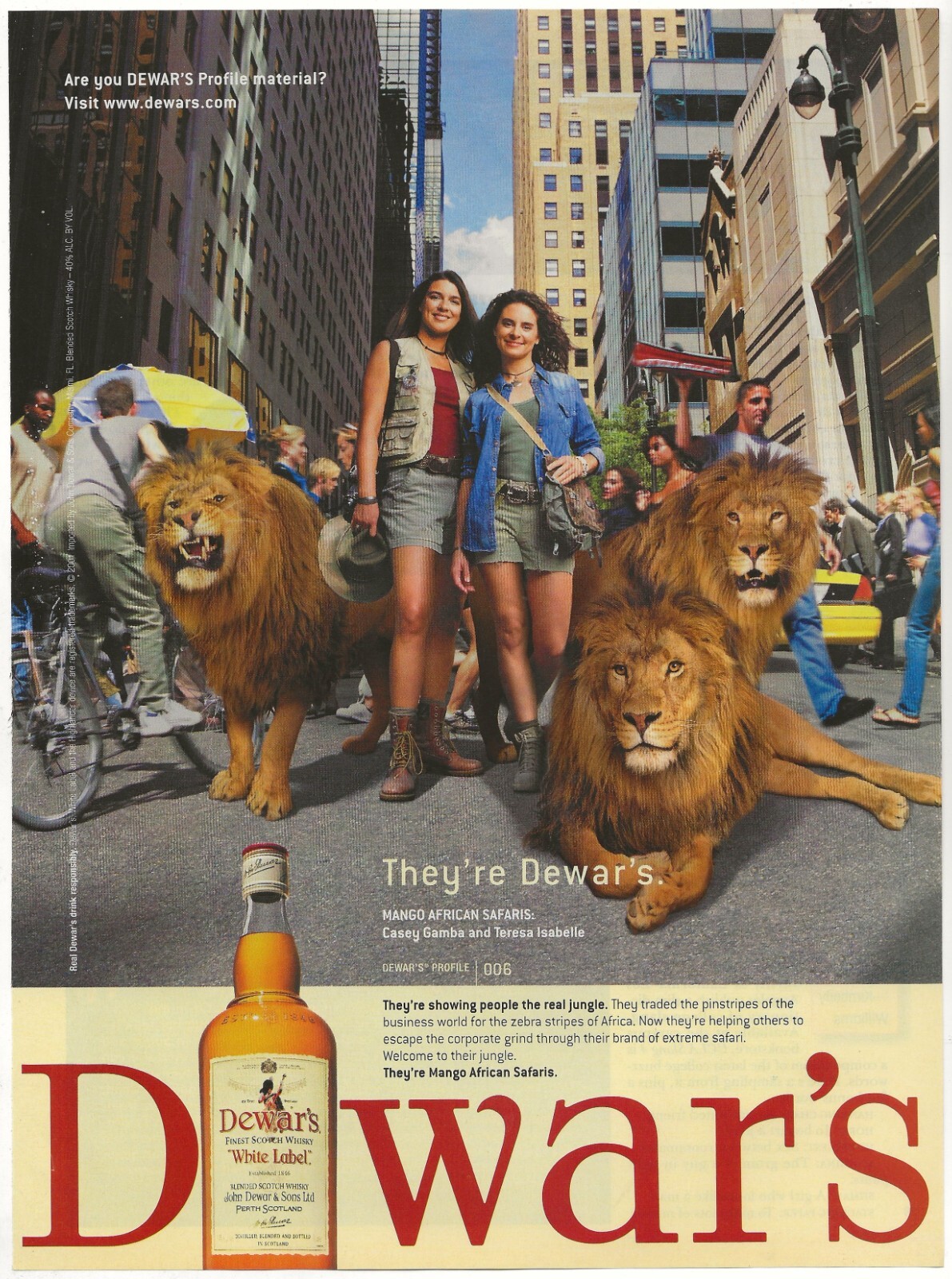 Vintage Print Ad Dewar’s White Label Scotch – Mango African Safaris – Dec 2001