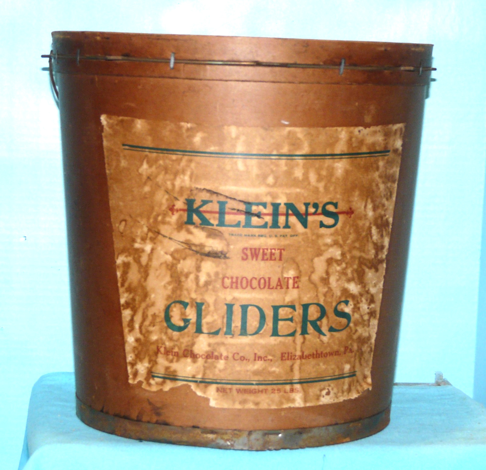 Klein’s Chocolate,Elizabethtown,Pa~Sweat Chocolate Glider 25 Lb Tub~Hard To Find