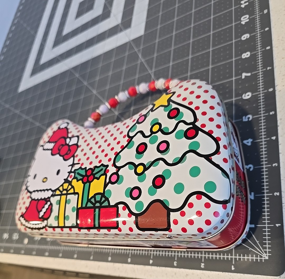 Sanrio Hello Kitty Christmas Tree Purse Tin Box w/ Handle