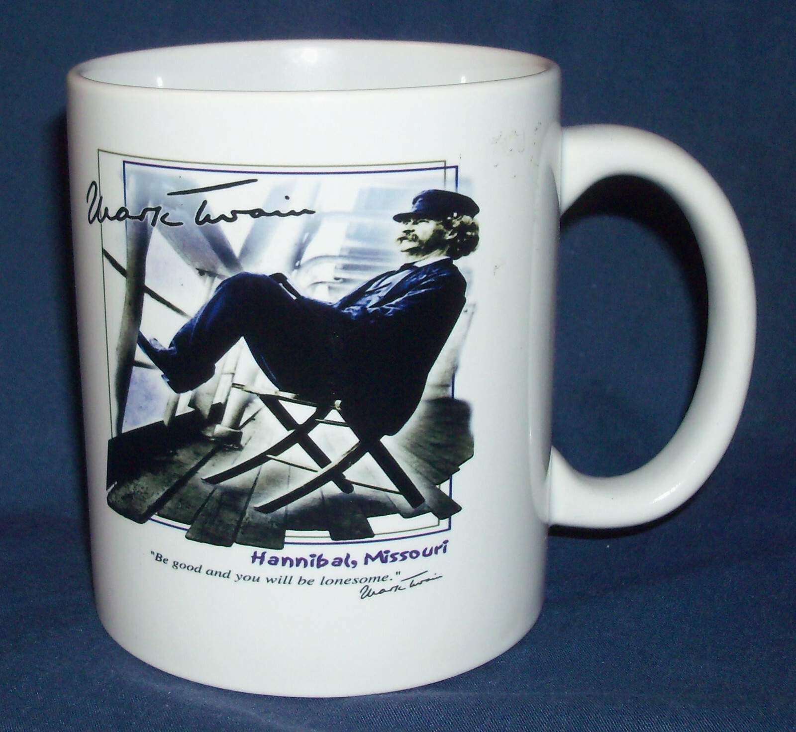 MARK TWAIN SIGNATURE Coffee Mug Cup & Quote HANNIBAL, MO Tom Sawyer Huck Finn