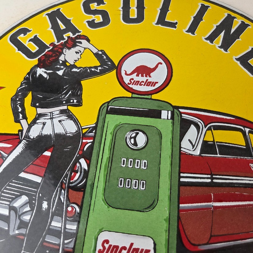 Vintage Sinclair Gasoline Sign – Pump Attendant Gas Oil Station Porcelain Sign
