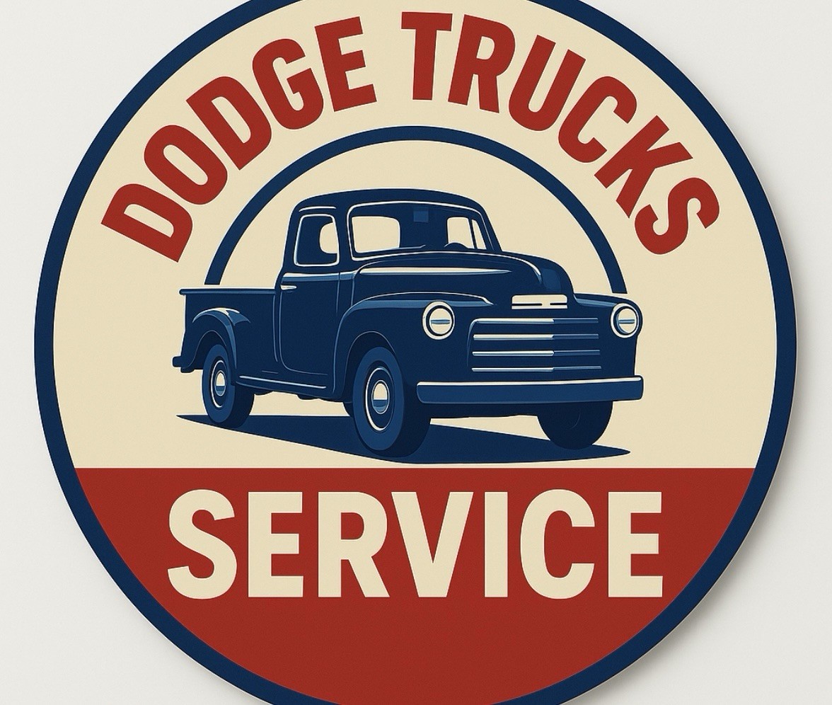 Retro Style Dodge Trucks Service Quality Round Garage Sign