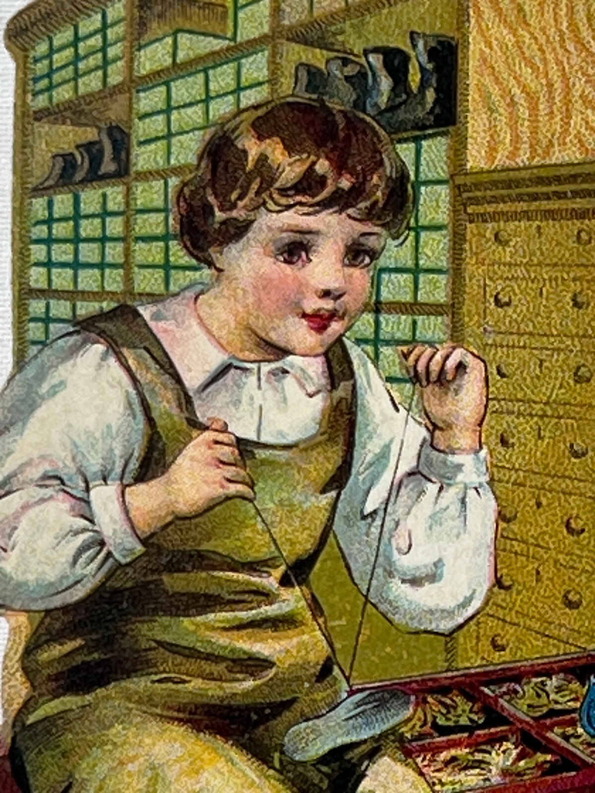 Lion Coffee Victorian Trade Card No. 7 The Shoemaker Paper Advertising Die Cut