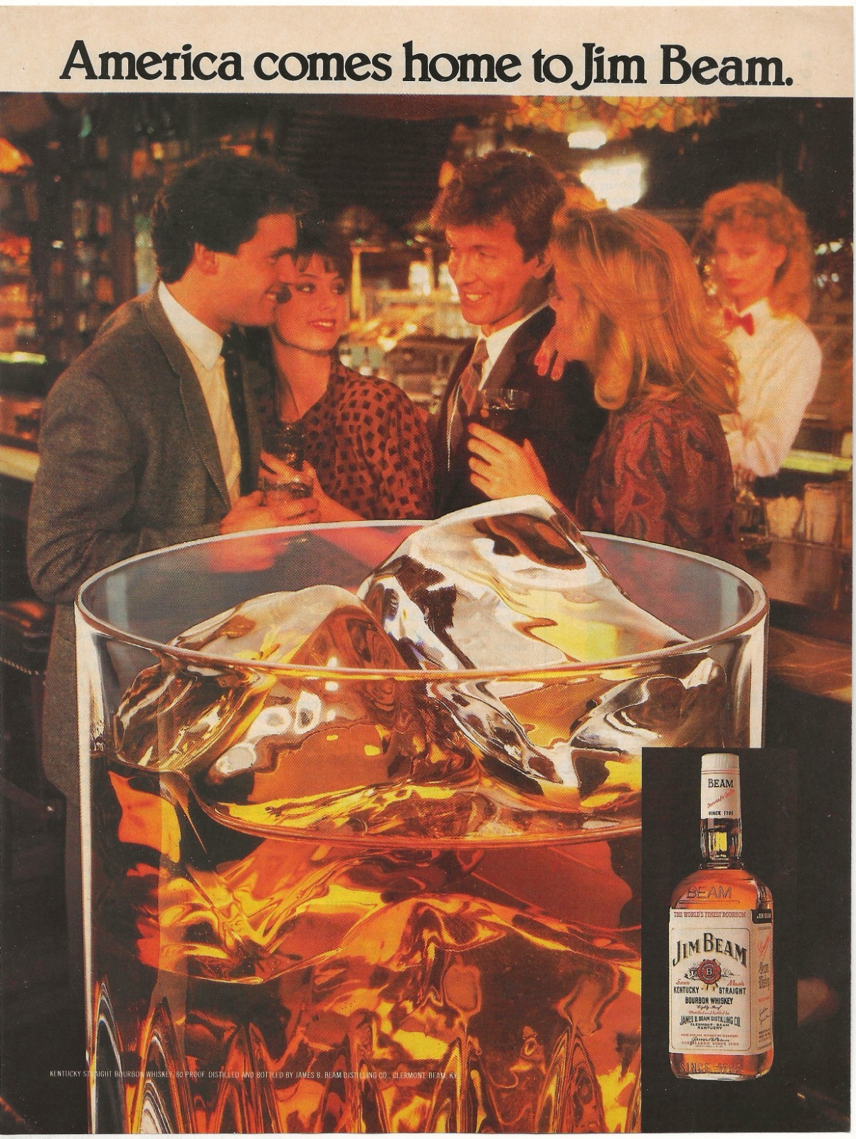 Vintage Print Ad Jim Beam Bourbon – America Comes Home To Jim Beam – Apr 1985