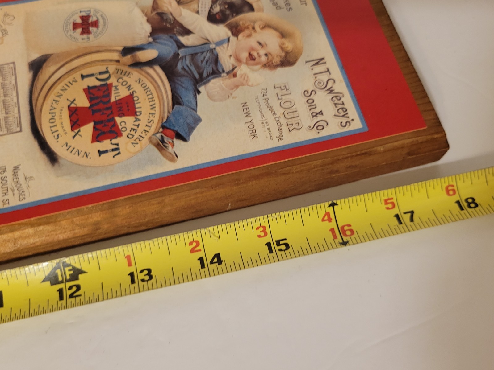 N.T. Swezey’s & Son Flour 18″ Metal 1901 Calendar Advertising Thermometer