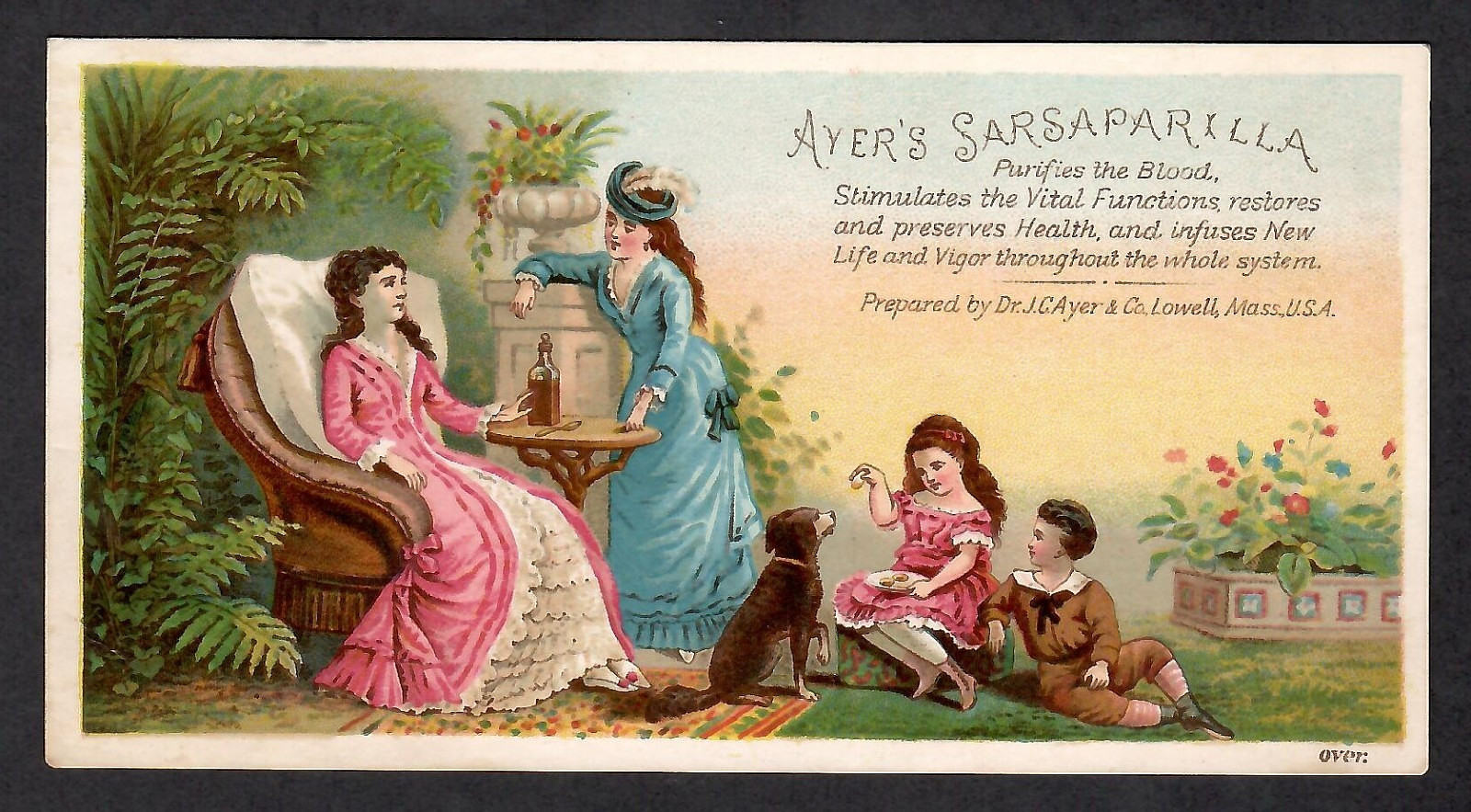 VICTORIAN TRADE CARD~AYER’S SARSAPARILLA STIMULATES VITAL FUNCTIONS & RESTORES