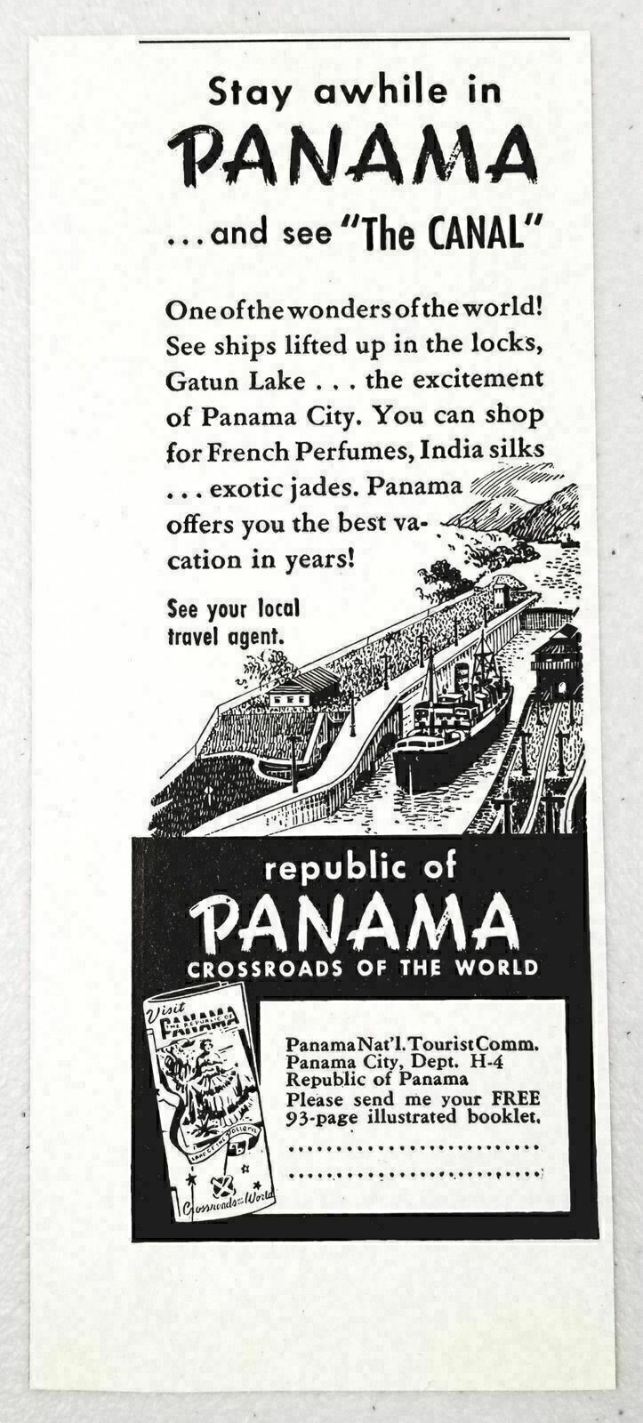 1947 Print Ad Panama National Tourism Council “The Canal” Republic of Panama