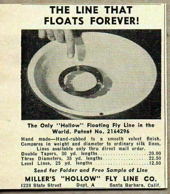 1951 Print Ad Miller’s Hollow Fly Fishing Lines Santa Barbara,CA
