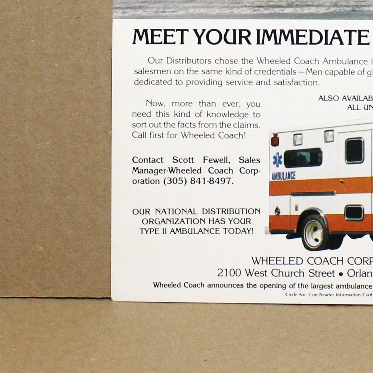 1981 Wheeled Coach Collectible Vintage Ambulance Advertisement 0128