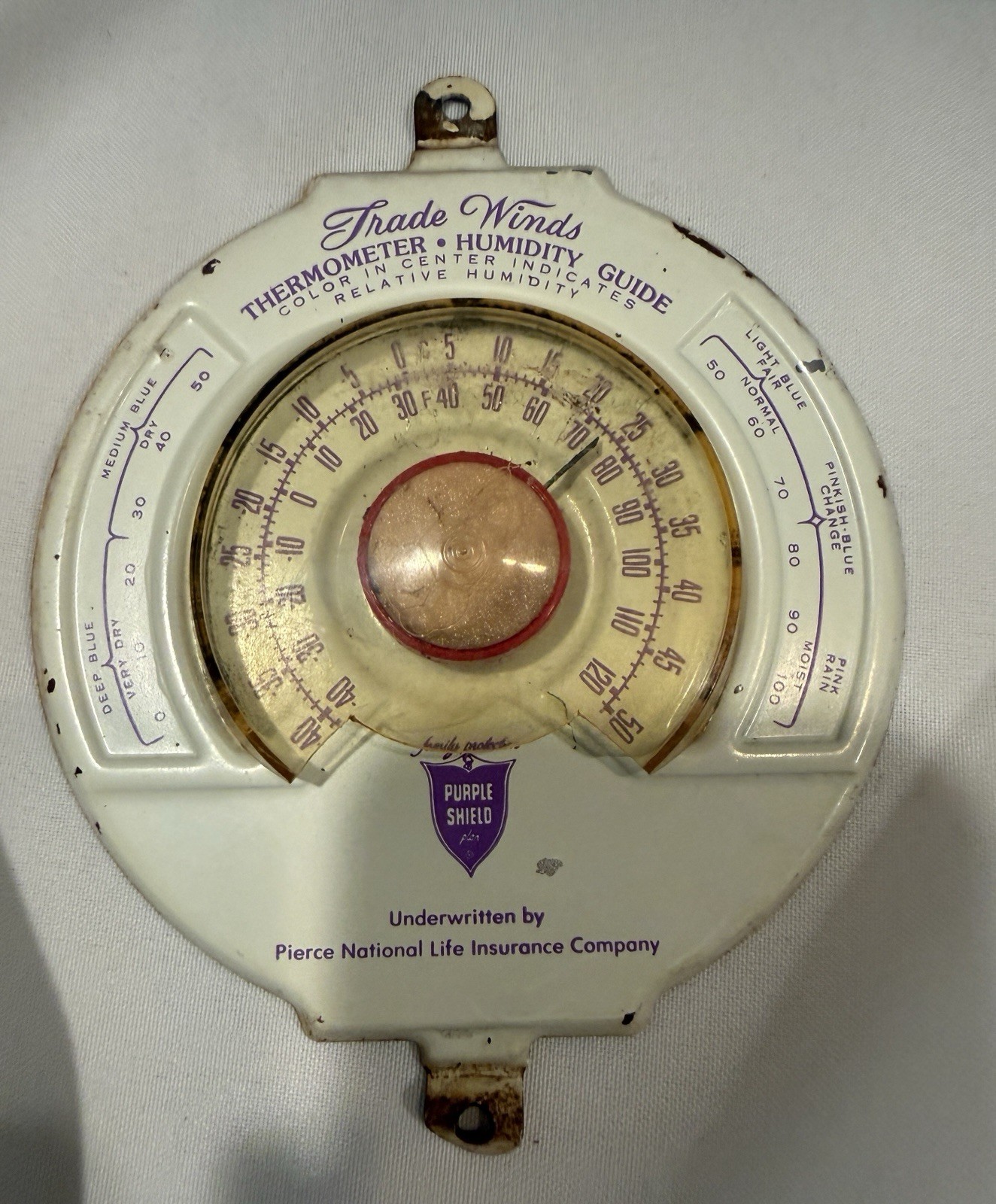 Trade Winds Thermometer & Humidity Guide Pierce National Life Insurance Company.