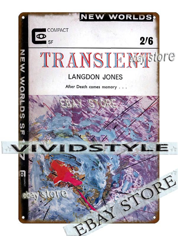 1965 New Worlds Sci Fi Digest Transient Abstract Art Tin Sign nostalgic indoor