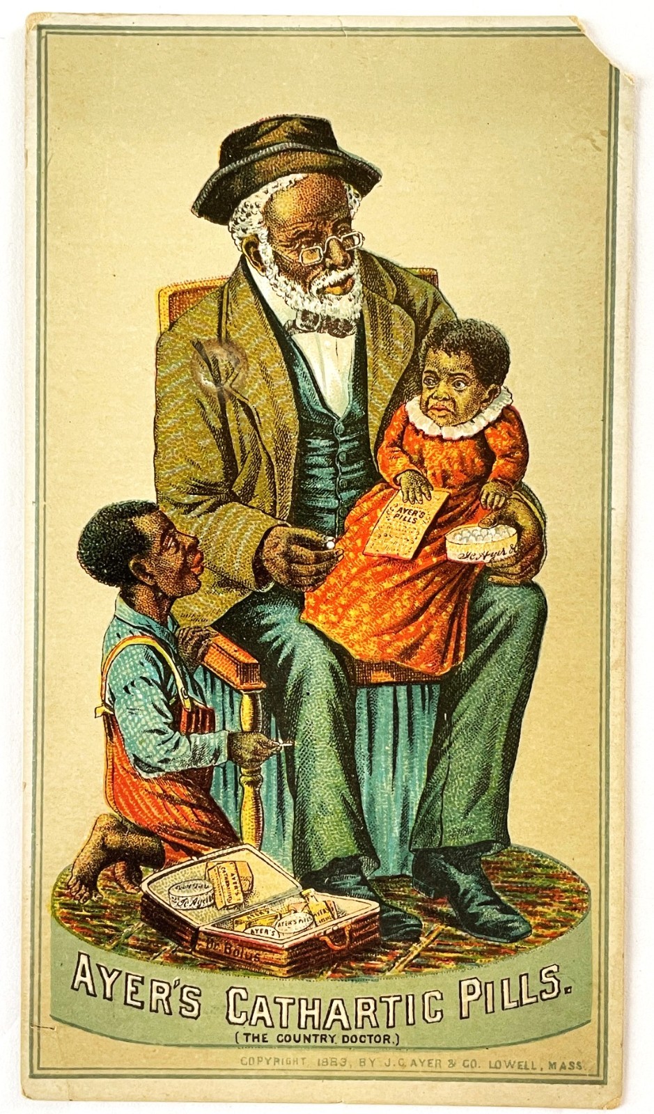 1930s Ayers Cathartic Pills Card Advert Beautiful Graphics