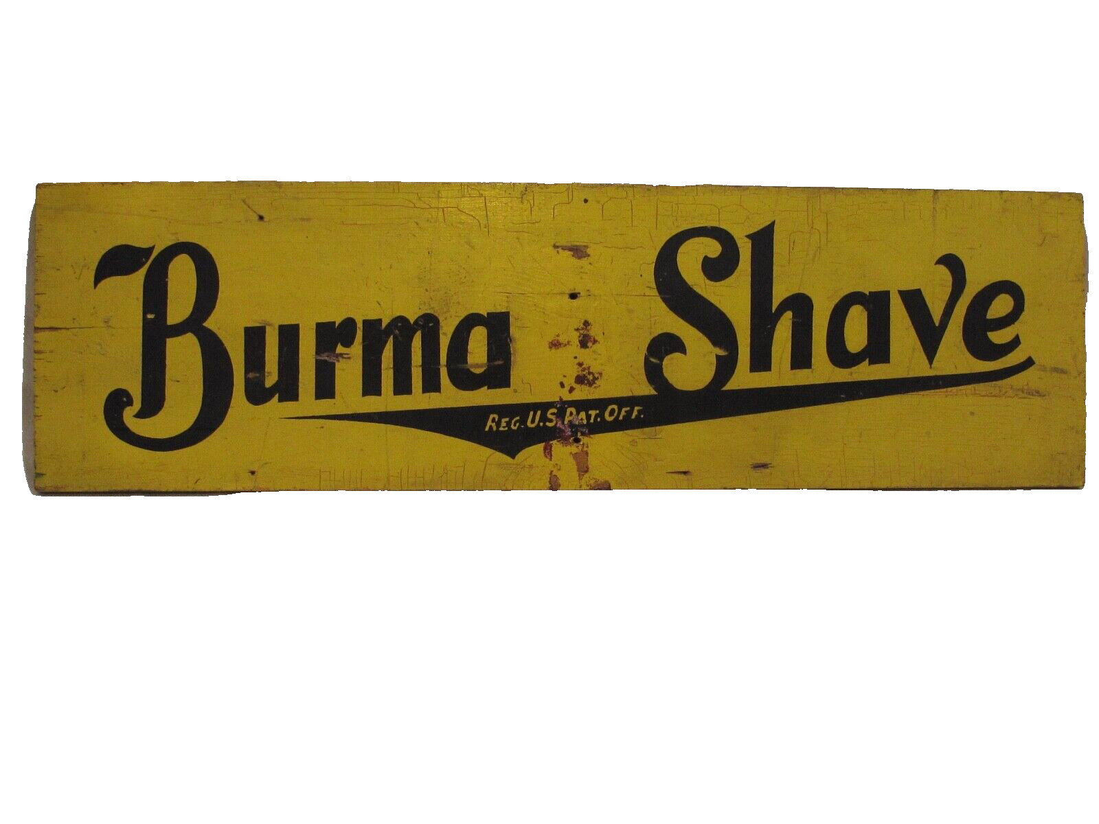 Antique” Burma Shave / She Likes” Wood Highway Sign Unusual Yellow & Black 1935