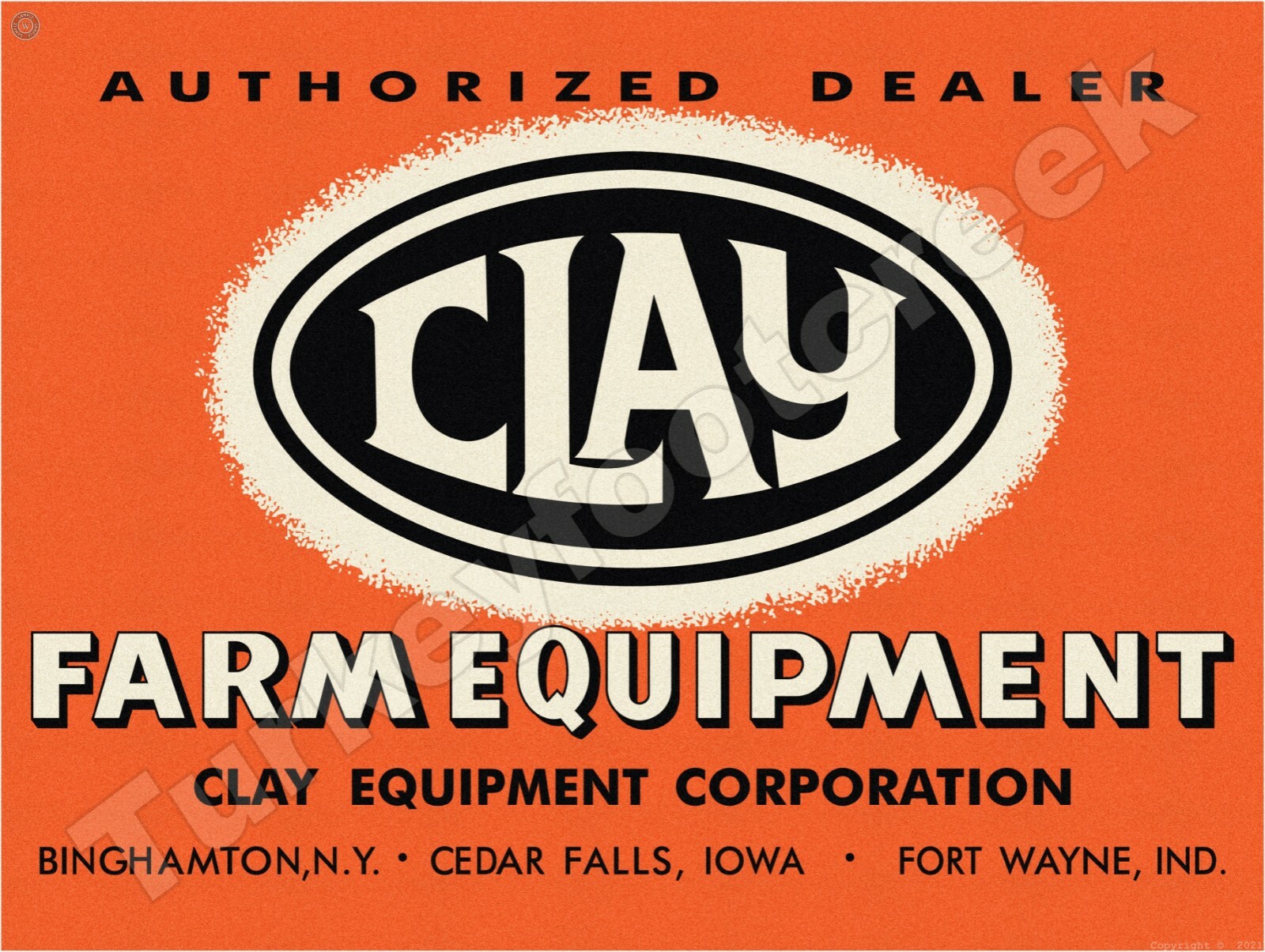 Clay Farm Equipment Authorized Dealer 9″ x 12″ Metal Sign