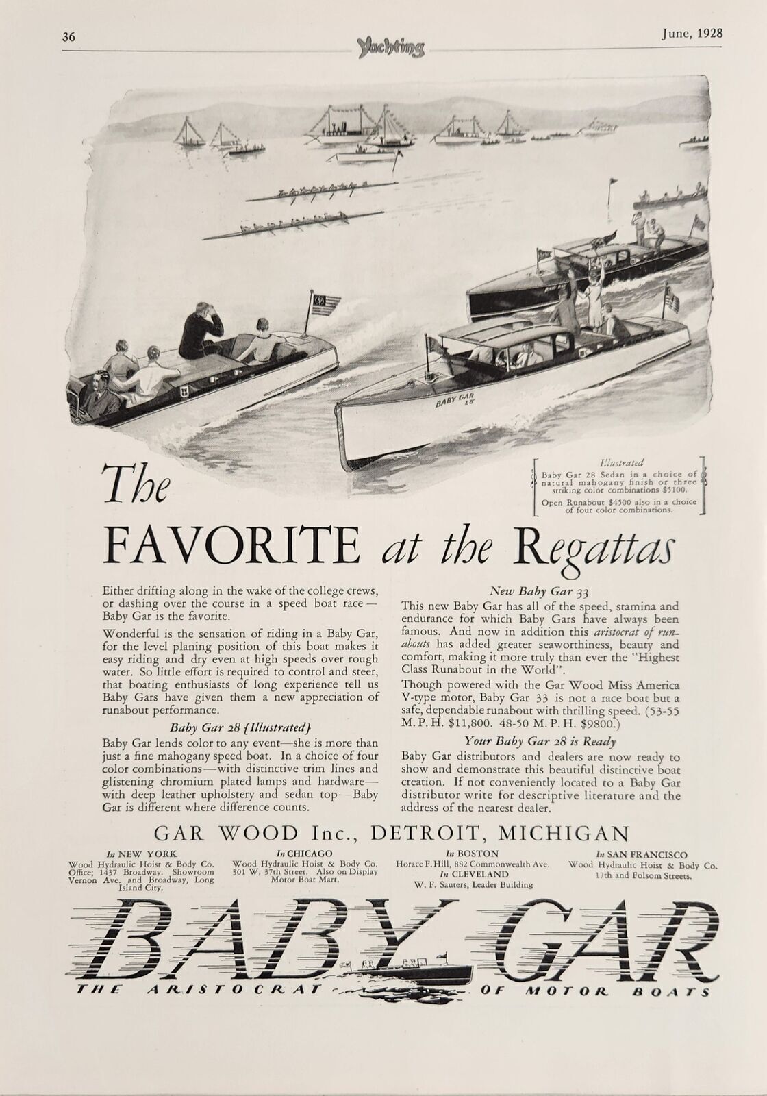 1928 Print Ad Baby Gar Mahogany Speed Boats Gar Wood Inc Detroit,Michigan