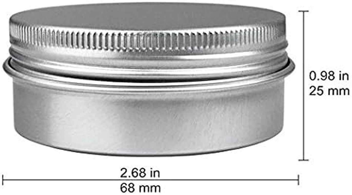 24 Pack (2 Oz/60ml) Screw Top Round Aluminum Tin Cans, with Containers Jar with