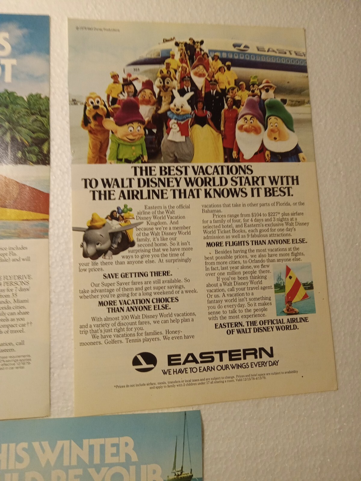 3 Eastern Airline Print Advertisement 1970s FLIPSIDE PPG Glass, Audiovox 6.5×10″