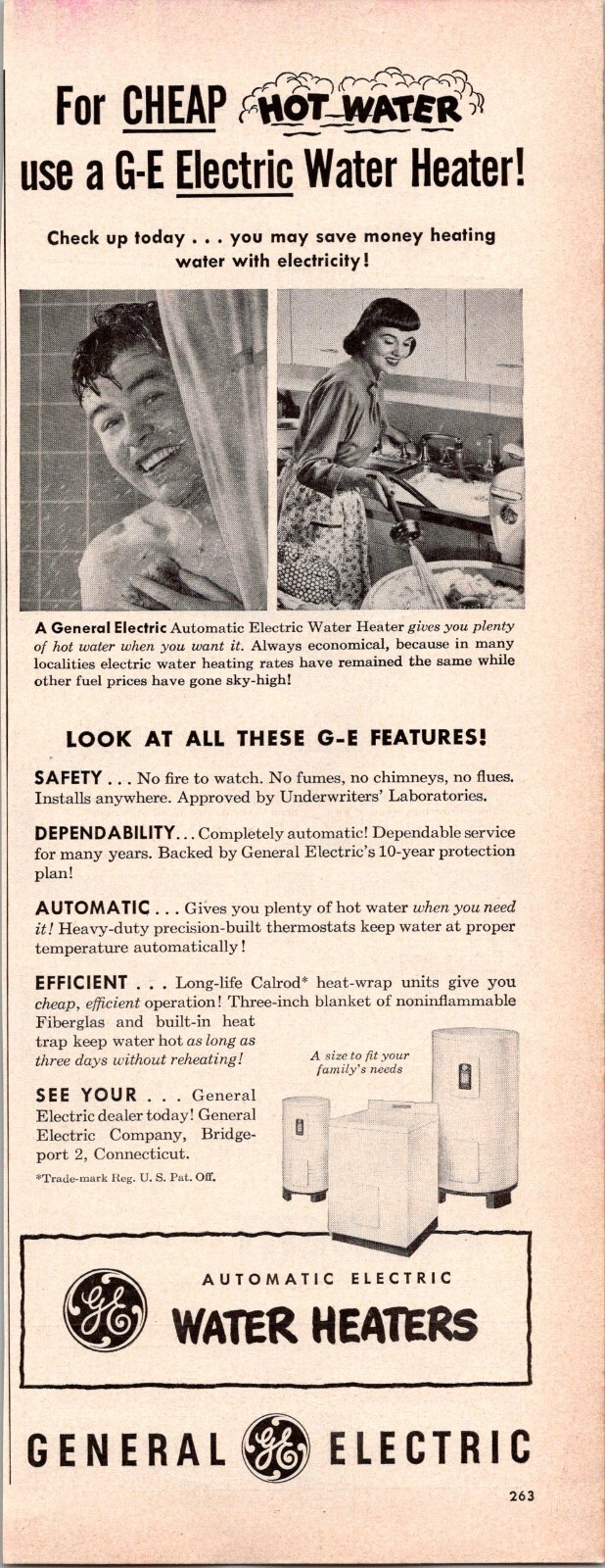 Vtg Print Ad GE General Electric Water Heaters Polident Poli Grip False Teeth