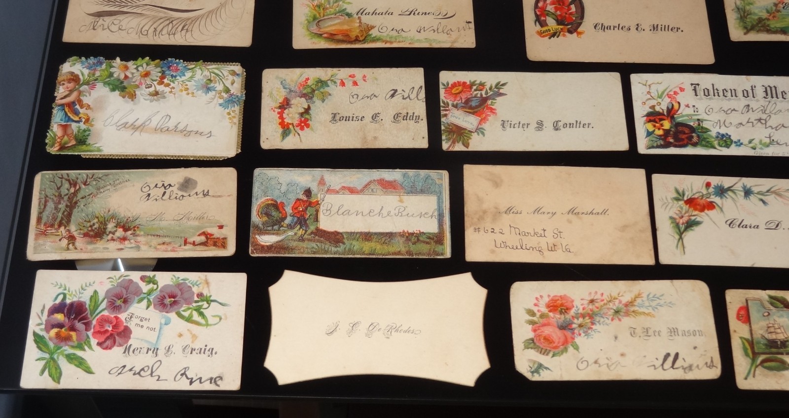 Lot 42 Antique Calling Cards Victorian Die Cut Paper Ephemera Birds Flowers etc